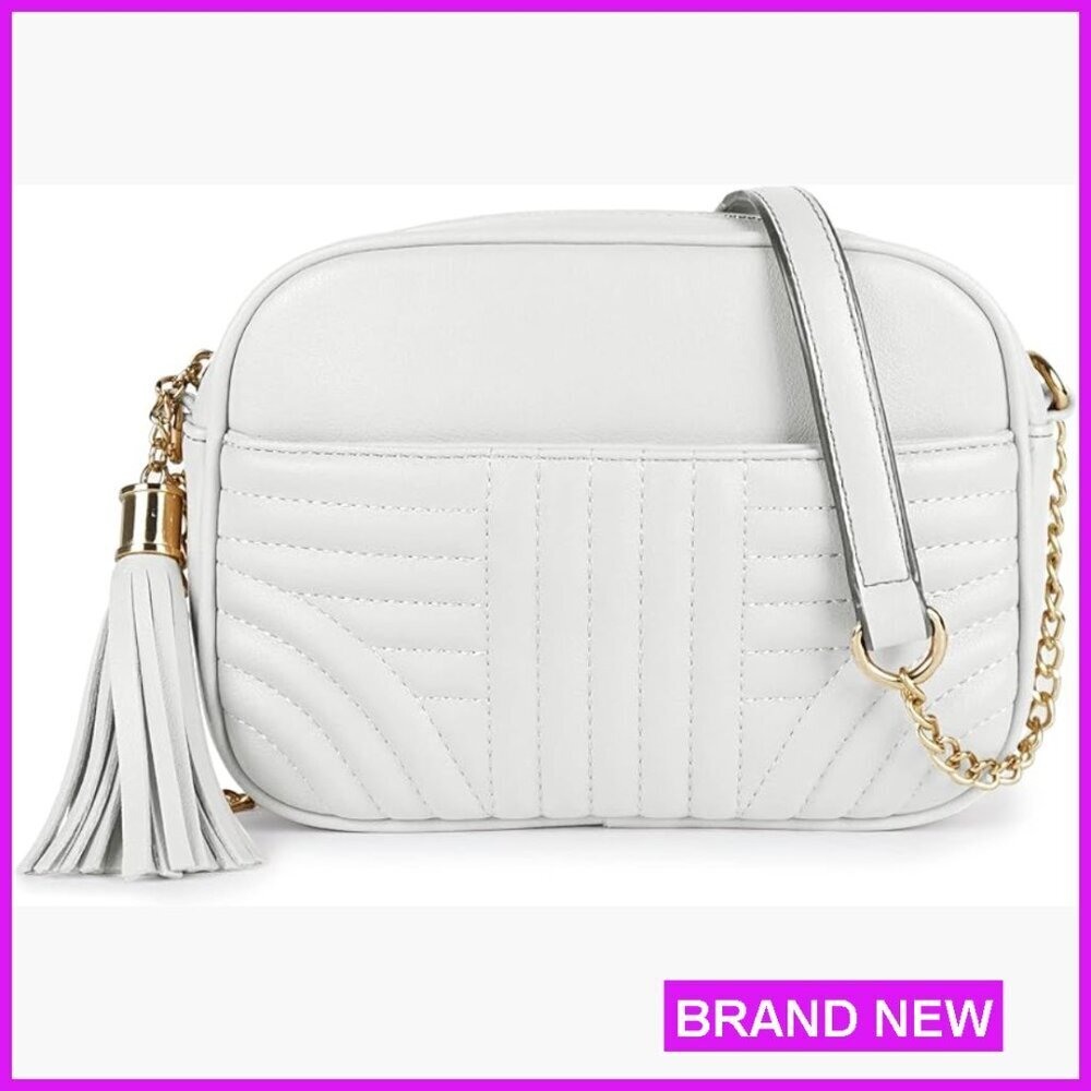 Quilted Crossbody Bag Elegant Chic Vegan Leather Medium Shoulder Purse